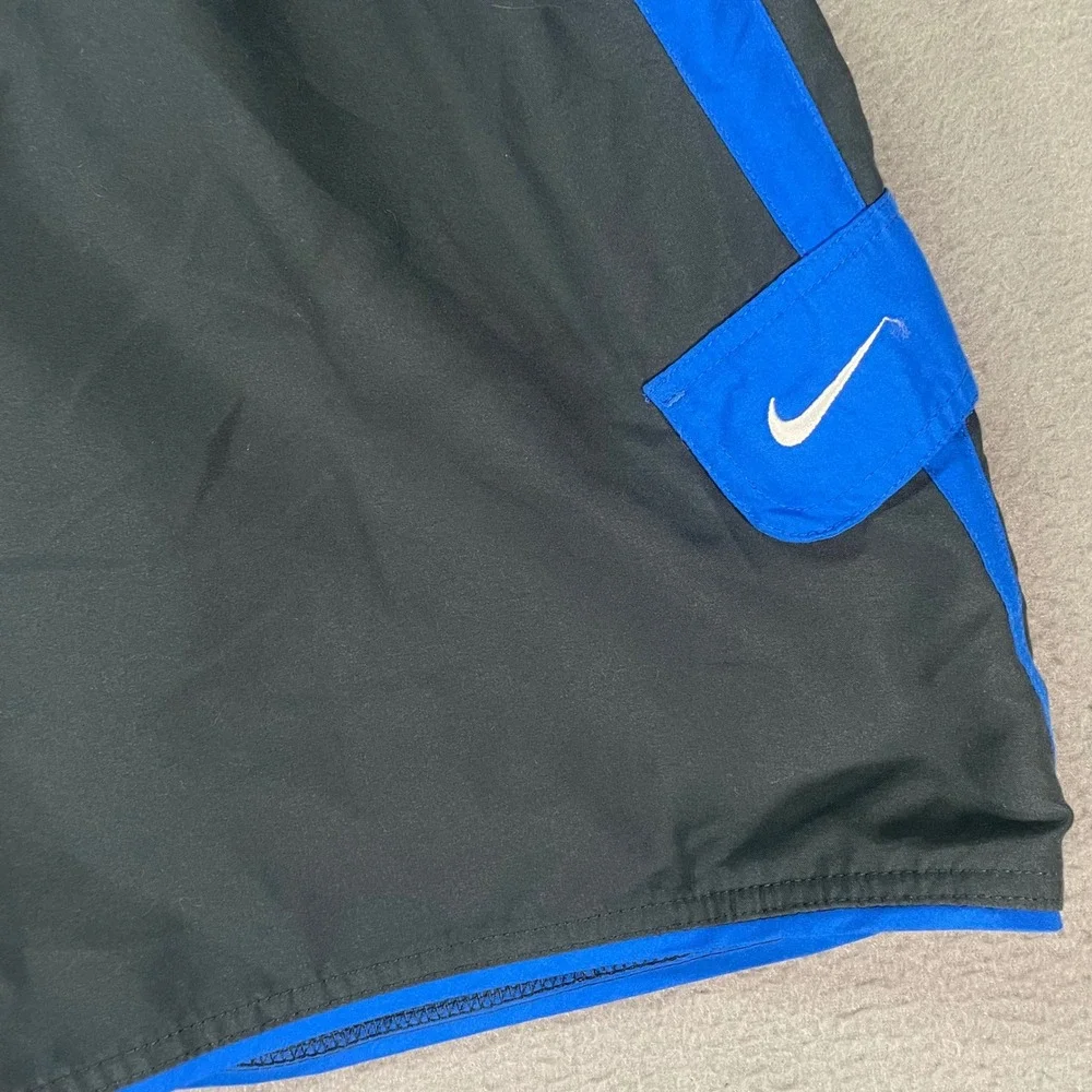Nike‎ Swim Trunks Mens XL Black Blue Colorblock Mesh Lined Volley Shorts